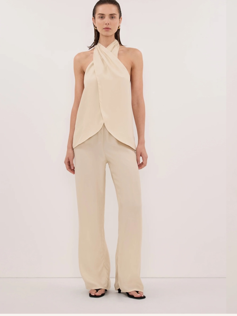 DISSH Draped Halter Top in Cream